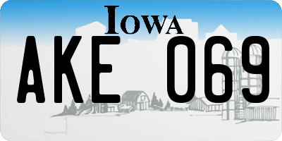 IA license plate AKE069