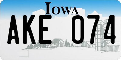 IA license plate AKE074