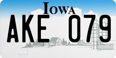 IA license plate AKE079