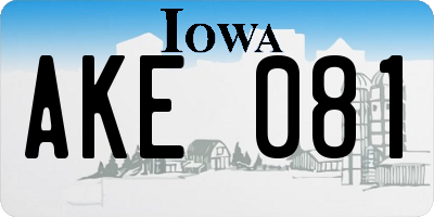 IA license plate AKE081