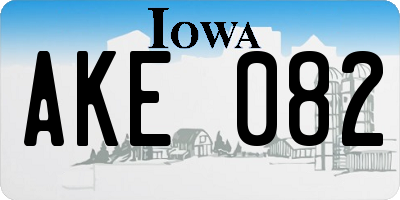 IA license plate AKE082
