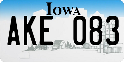 IA license plate AKE083