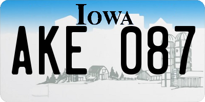 IA license plate AKE087