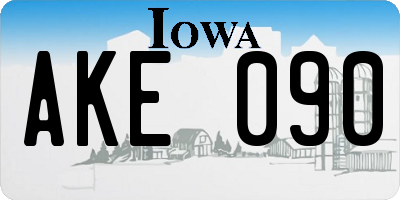 IA license plate AKE090