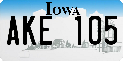 IA license plate AKE105