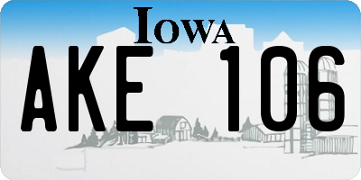 IA license plate AKE106