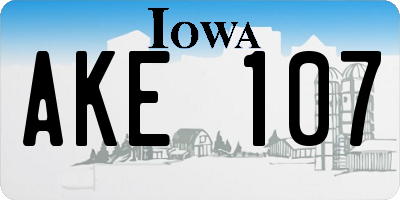 IA license plate AKE107