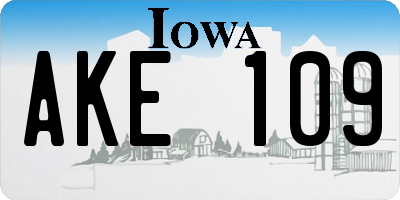 IA license plate AKE109