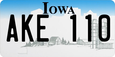 IA license plate AKE110