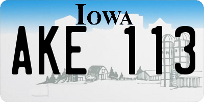 IA license plate AKE113