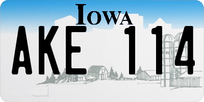 IA license plate AKE114