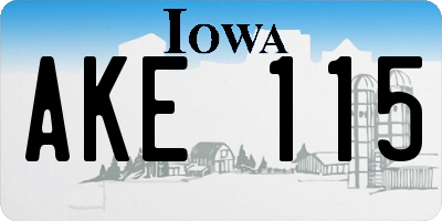 IA license plate AKE115