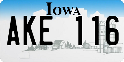 IA license plate AKE116