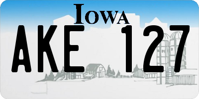 IA license plate AKE127