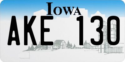 IA license plate AKE130