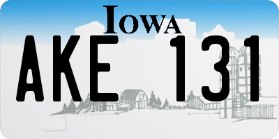 IA license plate AKE131