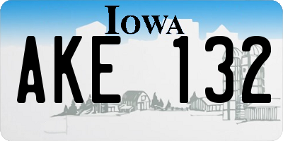 IA license plate AKE132