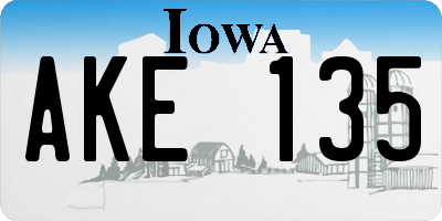 IA license plate AKE135