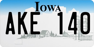 IA license plate AKE140