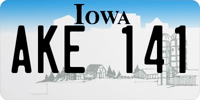 IA license plate AKE141