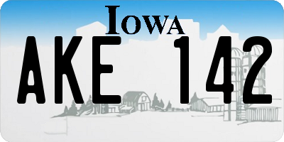 IA license plate AKE142