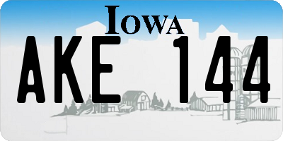 IA license plate AKE144