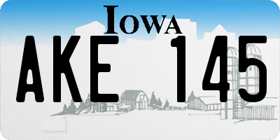 IA license plate AKE145