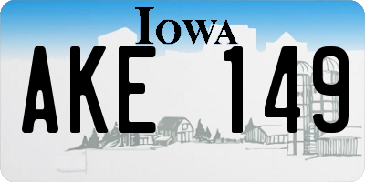 IA license plate AKE149