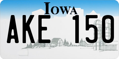 IA license plate AKE150