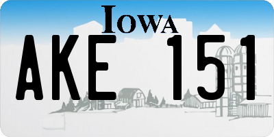 IA license plate AKE151