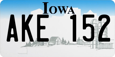 IA license plate AKE152