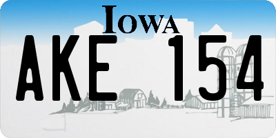 IA license plate AKE154