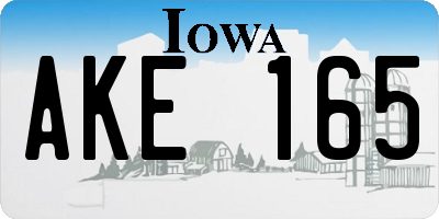 IA license plate AKE165