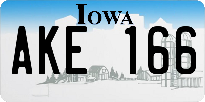 IA license plate AKE166