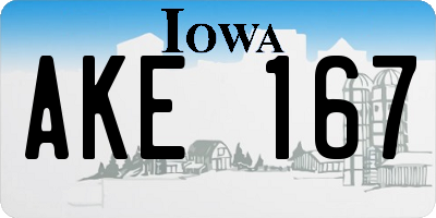 IA license plate AKE167