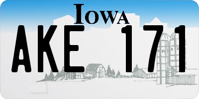 IA license plate AKE171