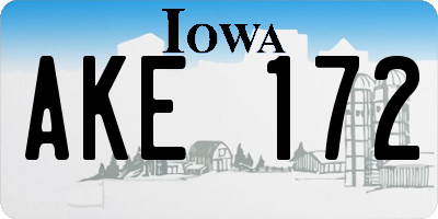 IA license plate AKE172