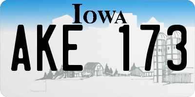 IA license plate AKE173