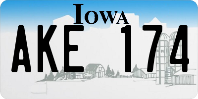 IA license plate AKE174