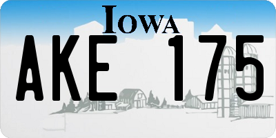 IA license plate AKE175