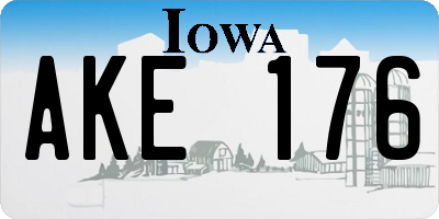 IA license plate AKE176