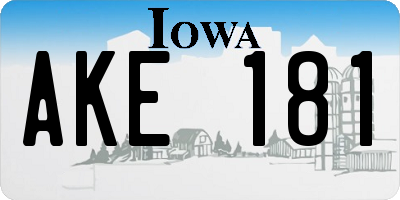 IA license plate AKE181