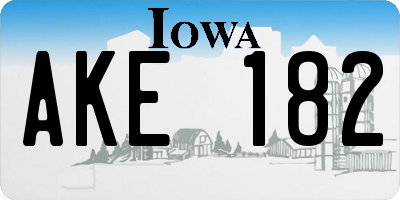 IA license plate AKE182