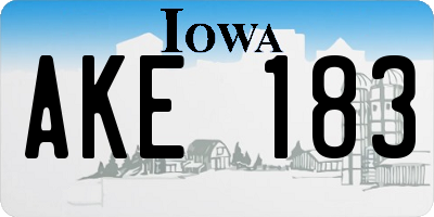 IA license plate AKE183