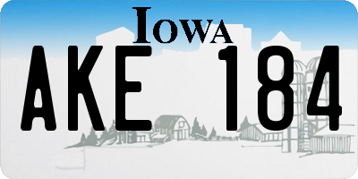 IA license plate AKE184