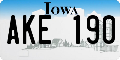 IA license plate AKE190