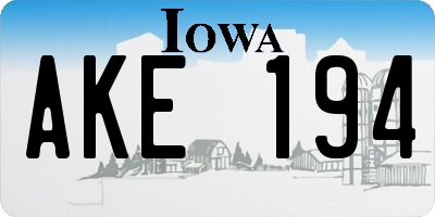 IA license plate AKE194