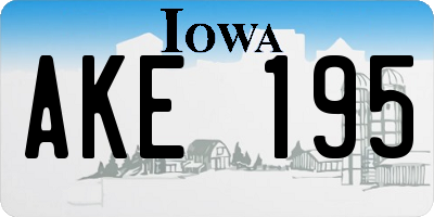 IA license plate AKE195
