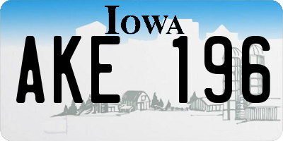 IA license plate AKE196