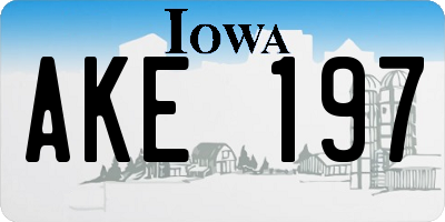 IA license plate AKE197